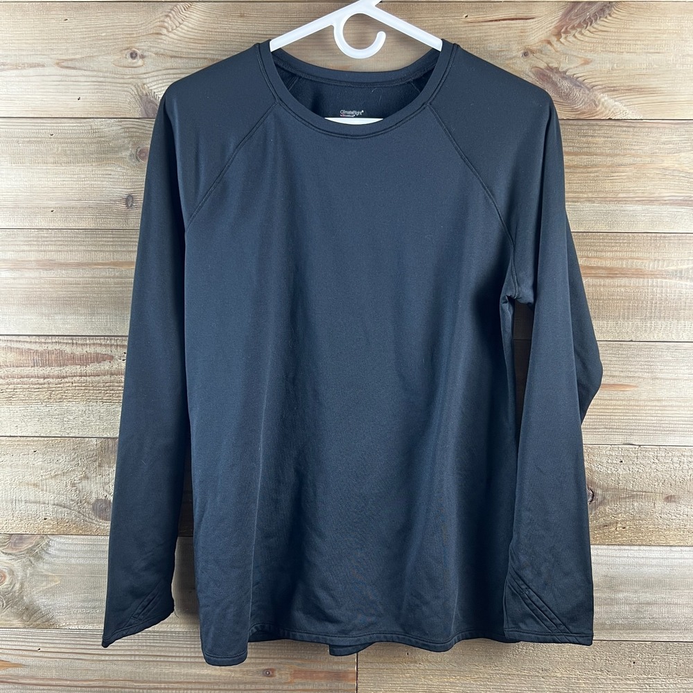 Climate Right By Cuddl Duds Womens Shirt Long‎ Sleeve Round Neck Black Large